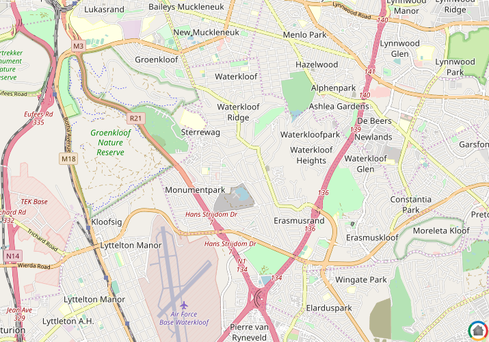Map location of Waterkloof Ridge